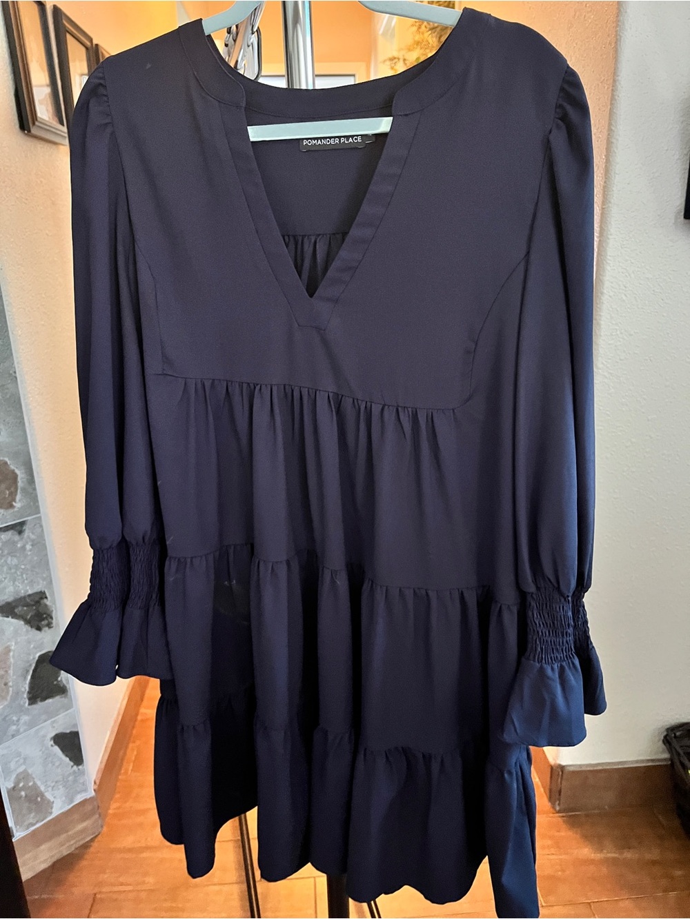 Pomander Place Navy Tiered Mini Dress